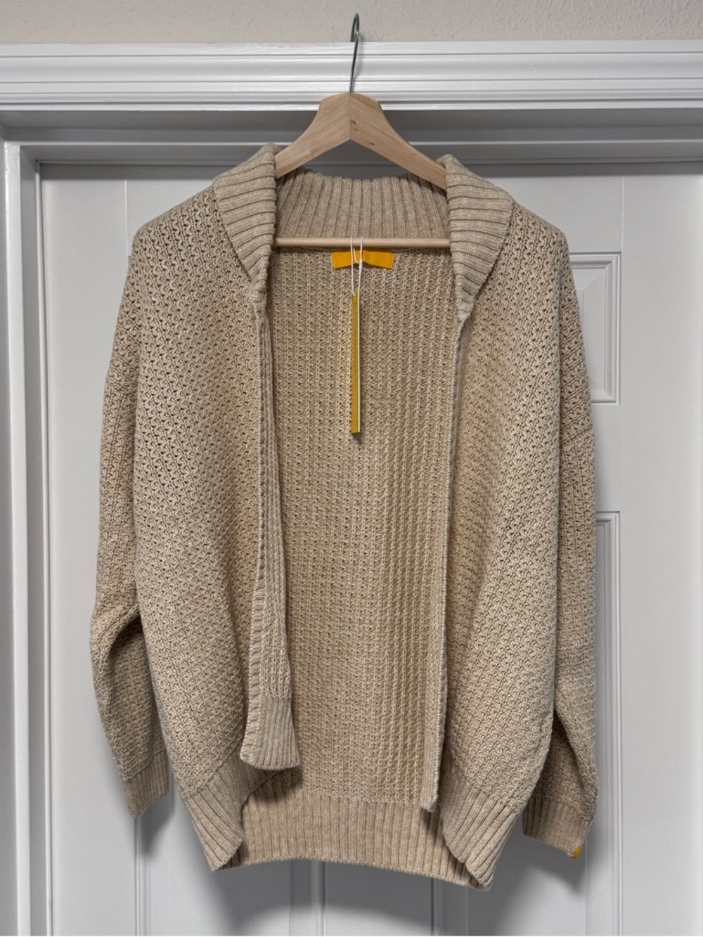 NWT Yellow The Label Amalfi Cardigan Honey Small Chunky Knit Beige Neutral